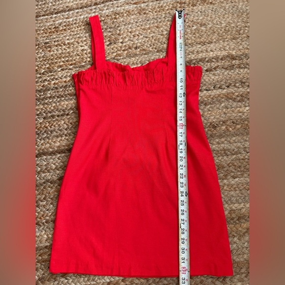 WAYF Medium Red Patricia Ruched Cup Sheath Minidress Linen blend - Picture 6 of 6